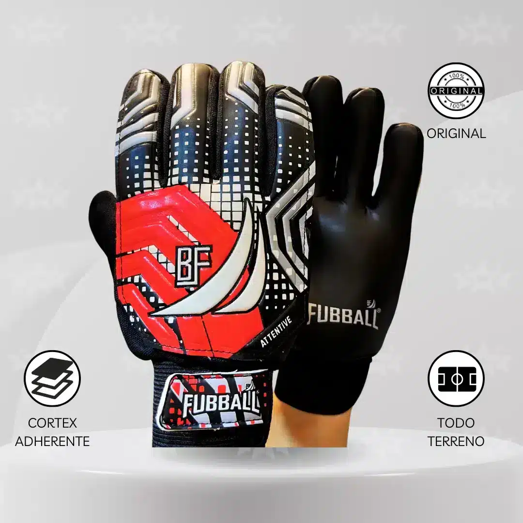 Guantes De Arquero Fubball S/Varilla - Diseño Attentive Rojo Adulto
