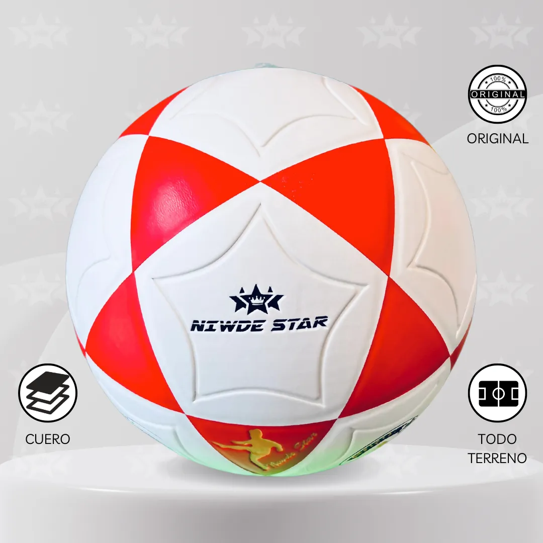 Pelota De Fútbol Niwde Star Cuero Pvc Vulcanizado #4 - Imagen 4
