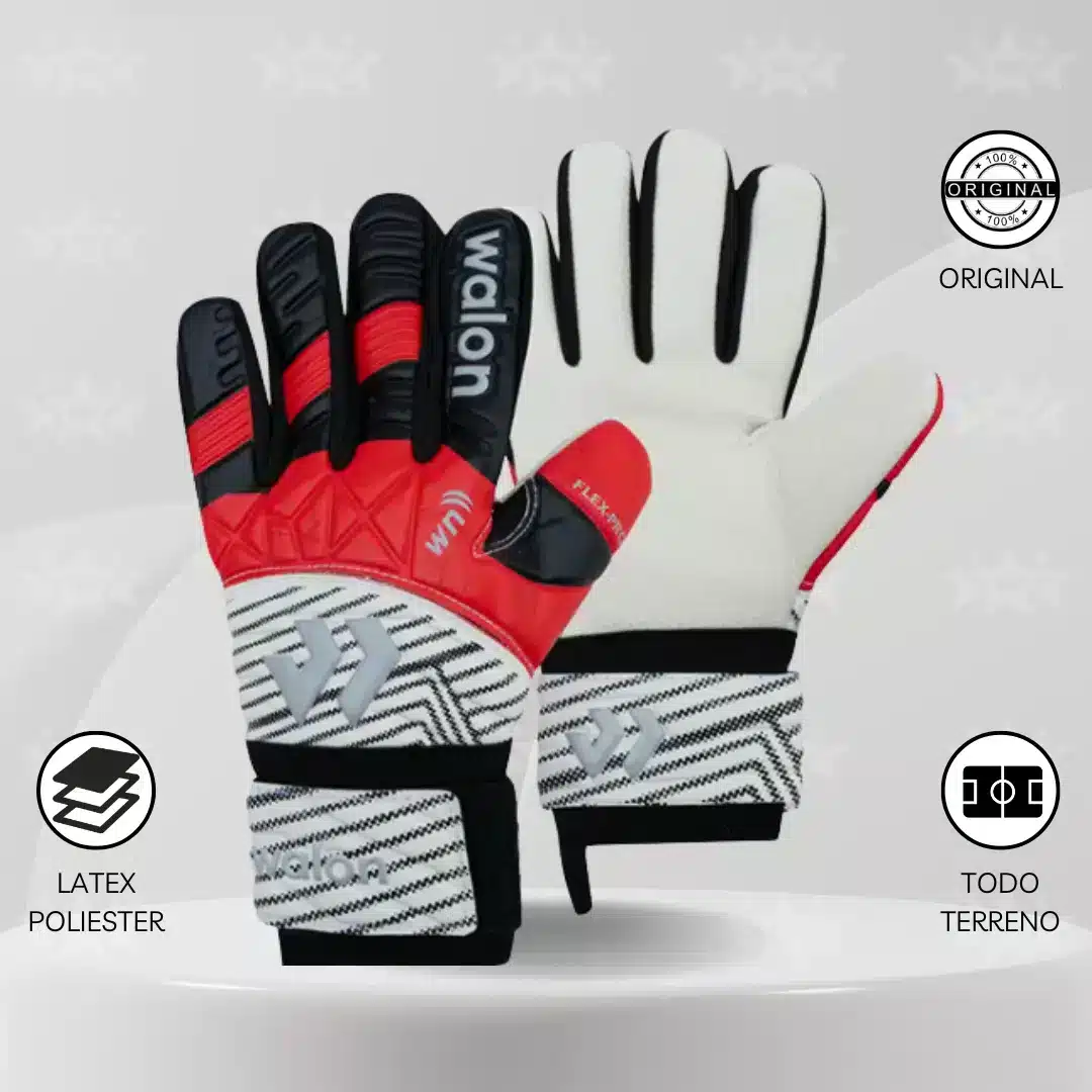 Guantes De Arquero Walon – Diseño Zero Negro Y Rojo Adulto